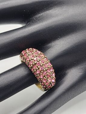 Heidi Daus Swarovski Pink Crystal Pavé Dome Ring Size 8